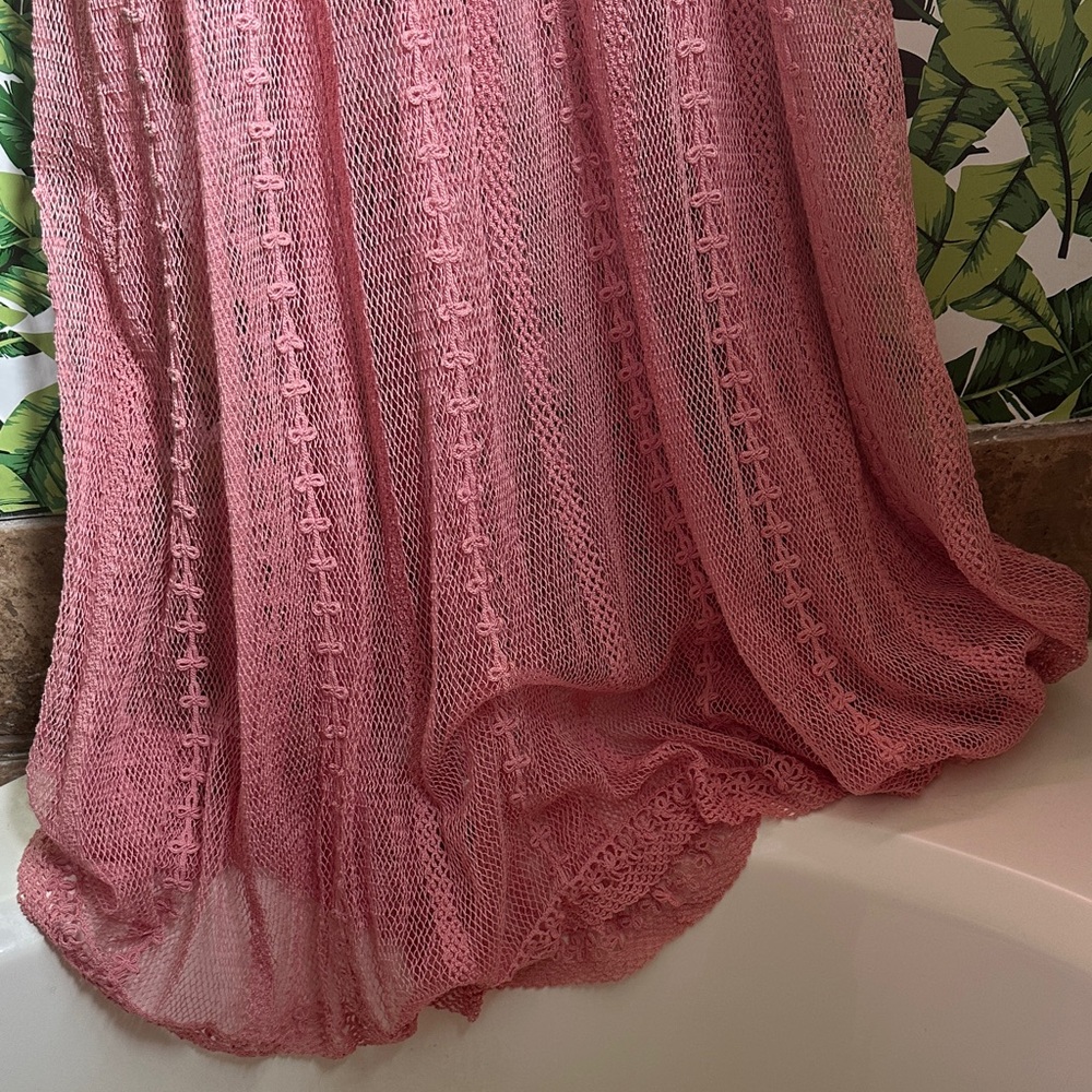 Women's Pink Lace Maxi Dress - Picture 4 of 5